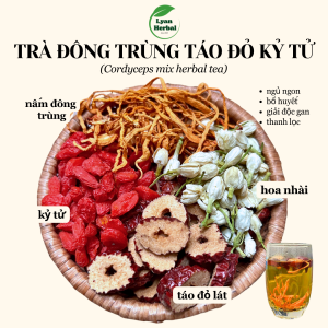 Trà "Bổ Dưỡng" đông trùng táo đỏ kỷ tử bồi bổ khí huyết bổ sung dinh dưỡng bổ máu hồi phục sức khỏe cho người bệnh