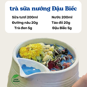 Trà sữa nướng Vân Nam (vị Hoa Đậu Biếc) nguyên liệu thảo mộc, trà sữa hottrend 
