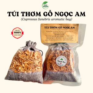 Túi thơm gỗ Ngọc Am (hoàng đàn) từ vụn ngọc am thơm tự nhiên may mắn tài lộc phong thủy