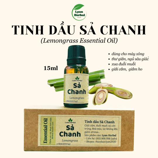 Tinh Dầu Sả Chanh ( Lemongrass Essential Oil) 15ml, Tinh Dầu Thiên Nhiên cam kết đúng mùi