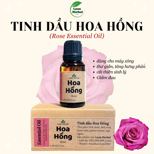 Tinh dầu hoa hồng 15ml (rose essential oils) tinh dầu thiên nhiên cho máy xông khử mùi thư giản tinh thần