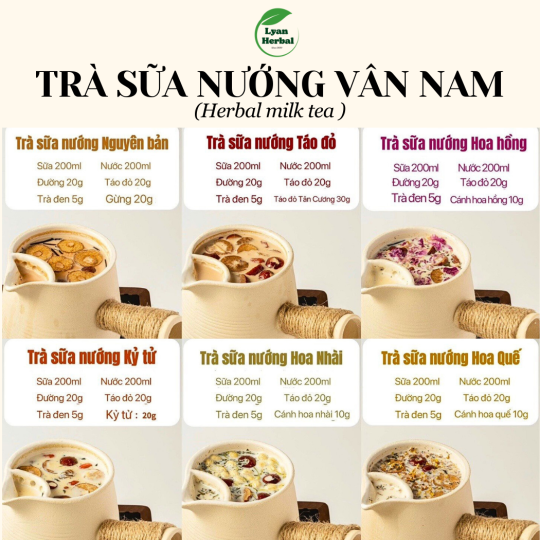 trà sữa nướng Vân Nam (vị Hoa Cúc) có trà đen và đường nâu - trà sữa hottrend