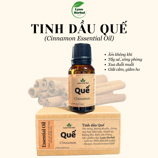 Tinh Dầu Vỏ Quế ( Cinnamon Essential Oil) 15ml, Tinh Dầu Thiên Nhiên cam kết đúng mùi