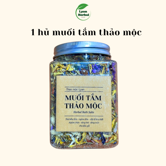 Muối tắm thảo mộc 250g/hủ (herbal bath tea) muối hồng himalayavà hoa khô