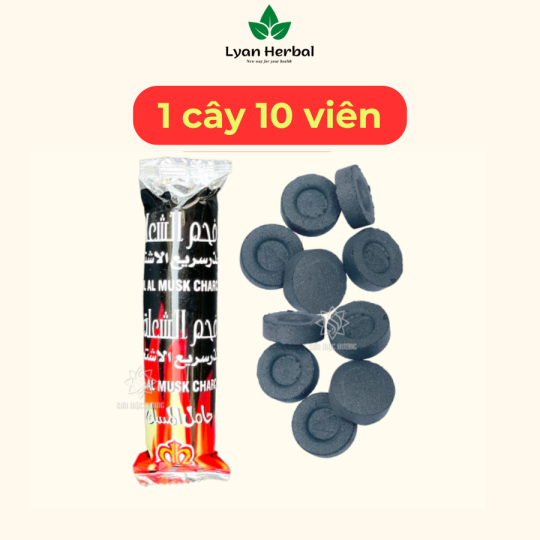 Hộp 10 cây Than hoạt tính xông trầm xông thảo mộc dể cháy, than đốt trầm hương đốt tẩy uế, hun gỗ it khói , không mùi, cháy lâu