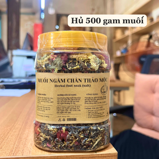Muối ngâm chân Thuốc Bắc 500g/hủ (loại tốt) có quế hồi gừng khử hôi chân, giảm phong thấp,ngủ ngon