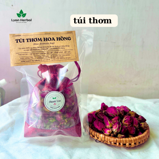 Túi thơm hoa hồng tự nhiên mùi thơm ngọt nhẹ khử mùi, thơm phòng, treo xe ô tô, treo tủ quần áo, đặt trong túi xách