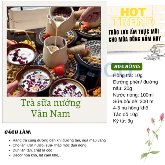 trà sữa nướng Vân Nam (vị Hoa Cúc) có trà đen và đường nâu - trà sữa hottrend