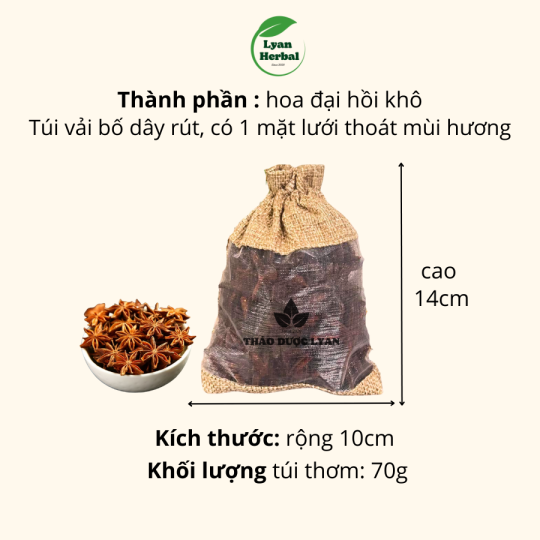 Túi thơm Hoa Hồi tự nhiên hương thơm nồng đậm tẩy uế khử âm năng lượng thanh tẩy, đuỗi côn trùng, đuỗi muỗi gián kiến