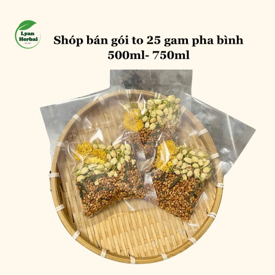 Trà "Thanh Nhiệt" Gạo rang hoa Cúc Nụ Nhài thảo mộc giúp ngủ ngon, thải độc gan, mát gan, giảm mỡ