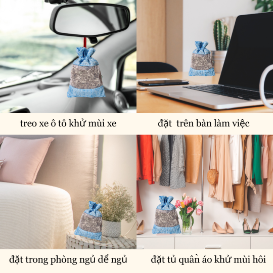 Túi thơm Bạc Hà thơm tự nhiên khử mùi hôi xe ô tô, treo thơm tủ quần áo hương thơm dịu nhẹ an toàn cho sức khỏe
