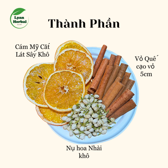 Trà " Tăng Đề Kháng" Cam Quế hoa Nhài trà thảo mộc giải cảm giảm đau họng, tăng sức đề kháng bổ sung vitamin C
