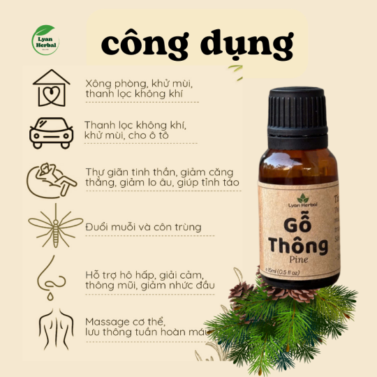 Tinh Dầu Gỗ Thông (Pine) 15ml, Tinh Dầu Thiên Nhiên cam kết đúng mùi tự nhiên