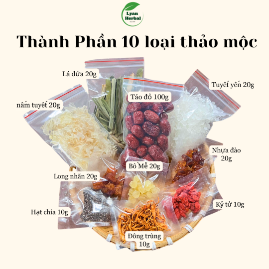 Chè Dưỡng Nhan nguyên liệu tốt 10 loại thảo mộc thanh nhiệt ngày hè nóng, bổ sung dinh dưỡng đẹp da giữ dáng, ngủ ngon
