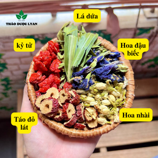Trà "Chóng Lão Hoá" đậu biếc kỷ tử táo đỏ hoa nhài, trà thảo mộc thư giản ngủ ngon đẹp da thải độc thanh lọc cơ thể