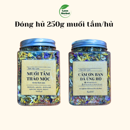Muối tắm thảo mộc 250g/hủ (herbal bath tea) muối hồng himalayavà hoa khô