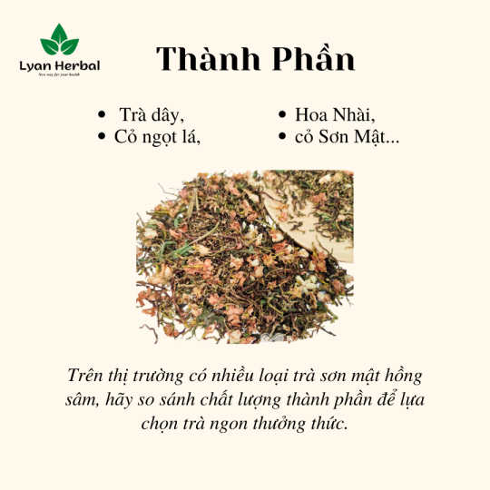1 Kg Trà sơn mật hồng sâm thượng hạng loại ngon nhiều hoa nhài nhiều cỏ ngọt ngủ ngon, trà thảo mộc mát gan giải độc gan