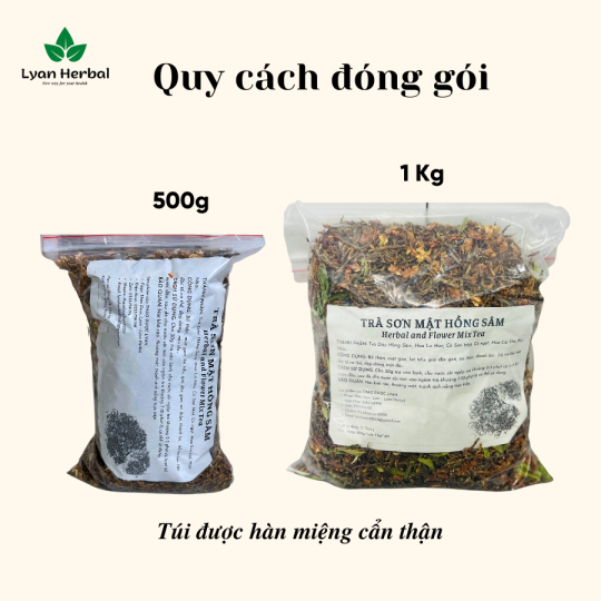1 Kg Trà sơn mật hồng sâm thượng hạng loại ngon nhiều hoa nhài nhiều cỏ ngọt ngủ ngon, trà thảo mộc mát gan giải độc gan