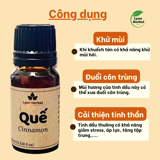 Tinh Dầu Vỏ Quế ( Cinnamon Essential Oil) 15ml, Tinh Dầu Thiên Nhiên cam kết đúng mùi