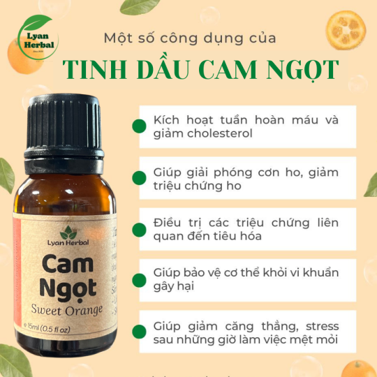 Tinh Dầu Cam Ngọt  ( Sweet Orange Essential Oil) 15ml hương thơm dể chịu tươi mát cam kết đúng mùi