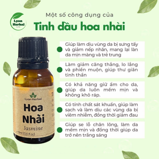 Tinh Dầu Hoa Nhài ( Jasmine Essential Oil) 15ml, Tinh Dầu Thiên Nhiên cam kết đúng mùi