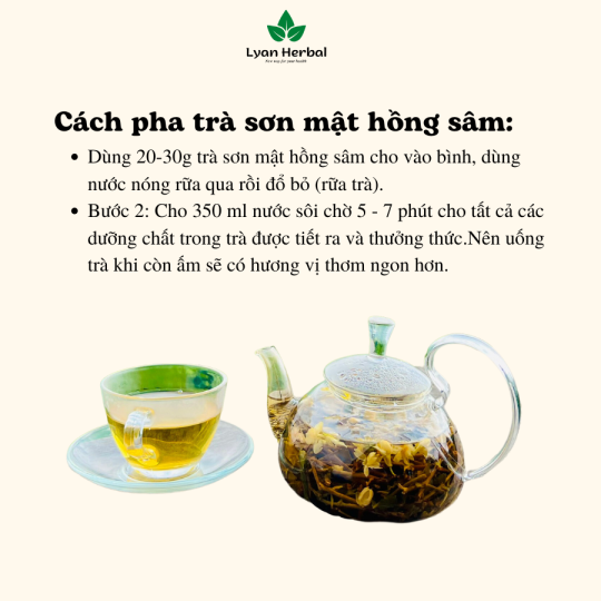 1 Kg Trà sơn mật hồng sâm thượng hạng loại ngon nhiều hoa nhài nhiều cỏ ngọt ngủ ngon, trà thảo mộc mát gan giải độc gan