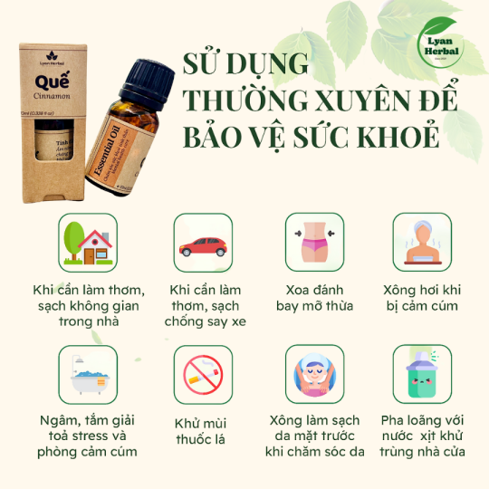 Tinh Dầu Vỏ Quế ( Cinnamon Essential Oil) 15ml, Tinh Dầu Thiên Nhiên cam kết đúng mùi