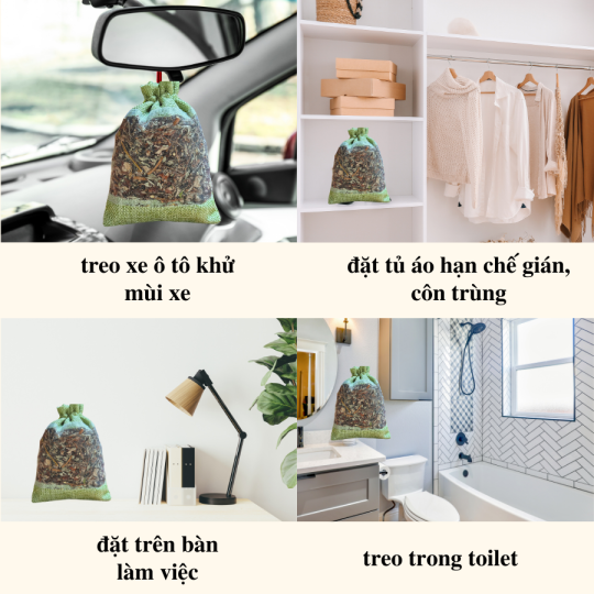 Túi thơm Ngải Cứu 50g/túi túi thơm thảo mộc mang năng lượng thanh tẩy trừ vận khí xấu