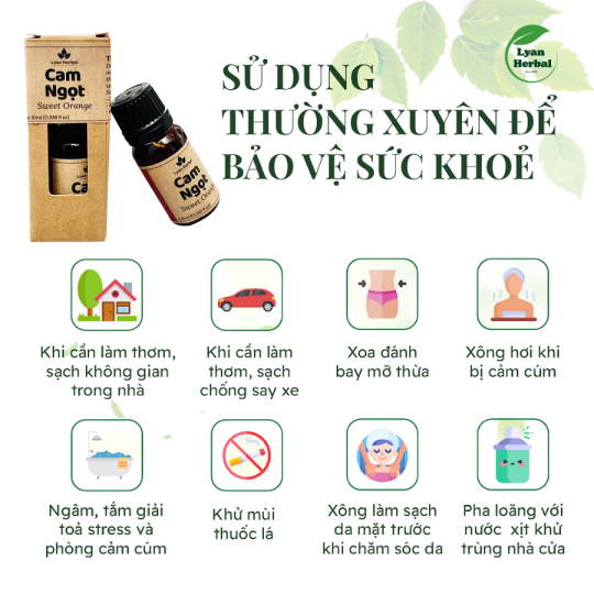 Tinh Dầu Cam Ngọt  ( Sweet Orange Essential Oil) 15ml hương thơm dể chịu tươi mát cam kết đúng mùi